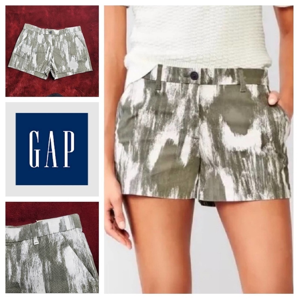 GAP‎ Women Size 0R Summer Short Stretch Abstract Print Khakis Shorts